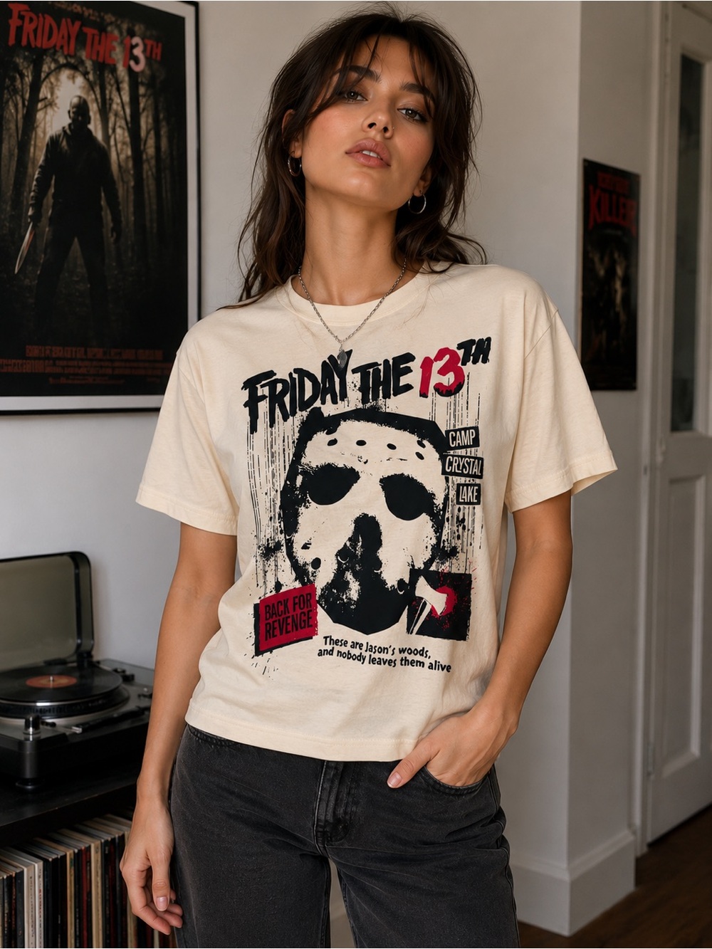 Friday the 13th Jason Camp Crystal Lake Graphic Tee NWT M